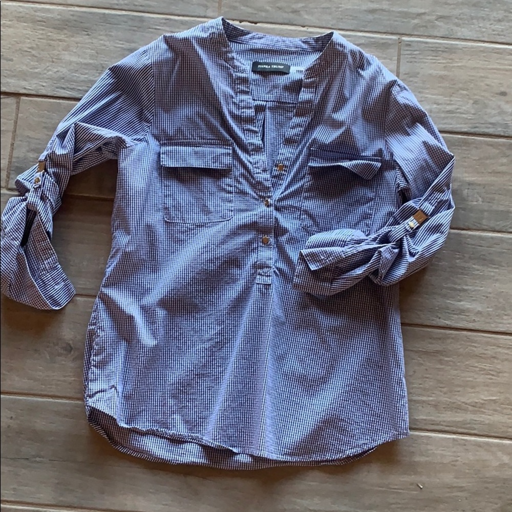 Blue and White Blouse